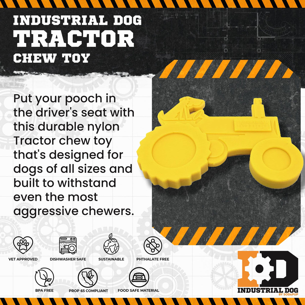 SodaPup ID Tractor  Ultra Durable Nylon Dog Chew Toy