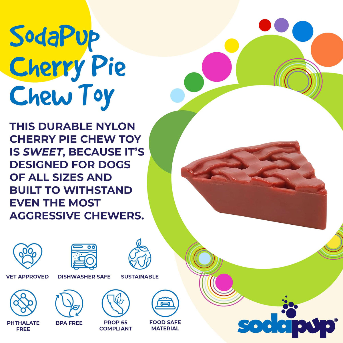SodaPup Cherry Pie Ultra Durable Nylon Dog Chew Toy and Treat Holder