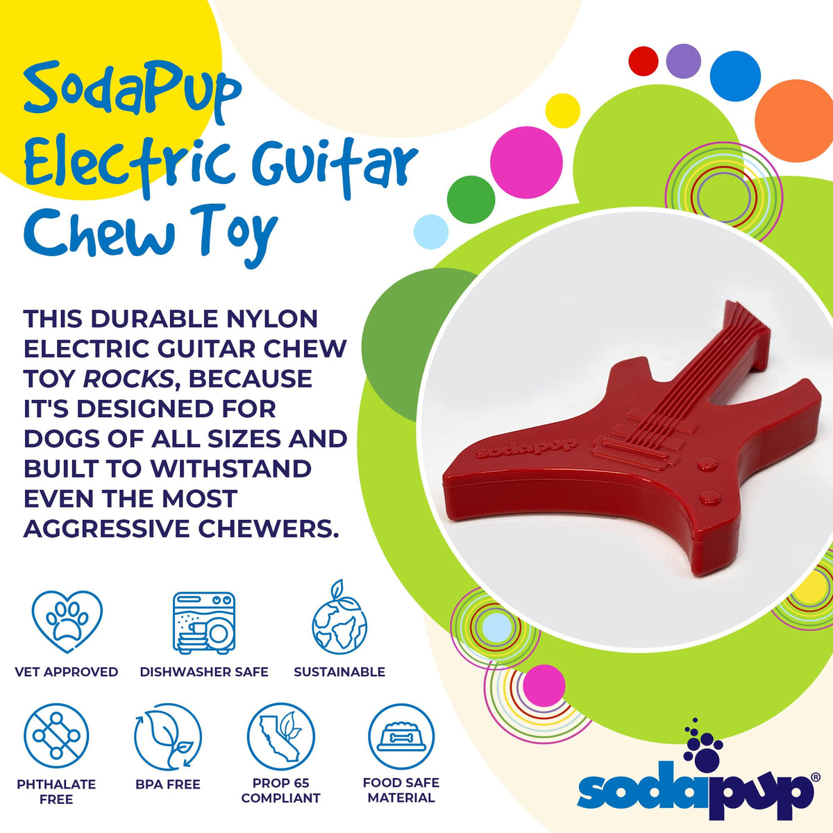 SodaPup Electric Guitar Ultra Durable Nylon Dog Chew Toy