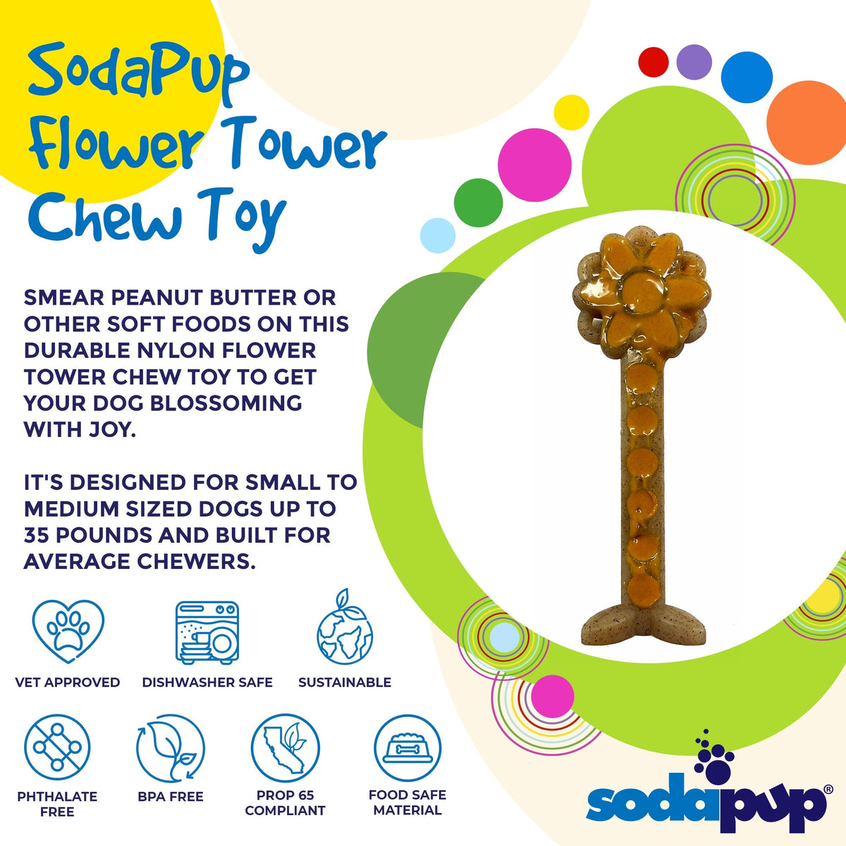 SodaPup Flower Tower Durable Nylon Chew and Enrichment Toy