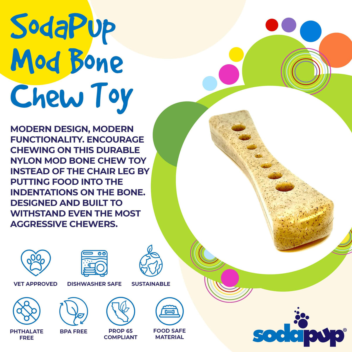 SodaPup MOD Bone Ultra Durable Nylon Dog Chew Toy