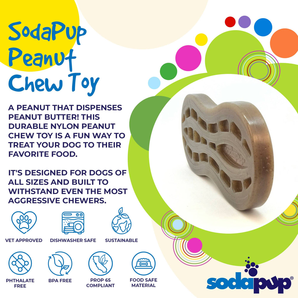 SodaPup Peanut Ultra Durable Nylon Dog Chew Toy