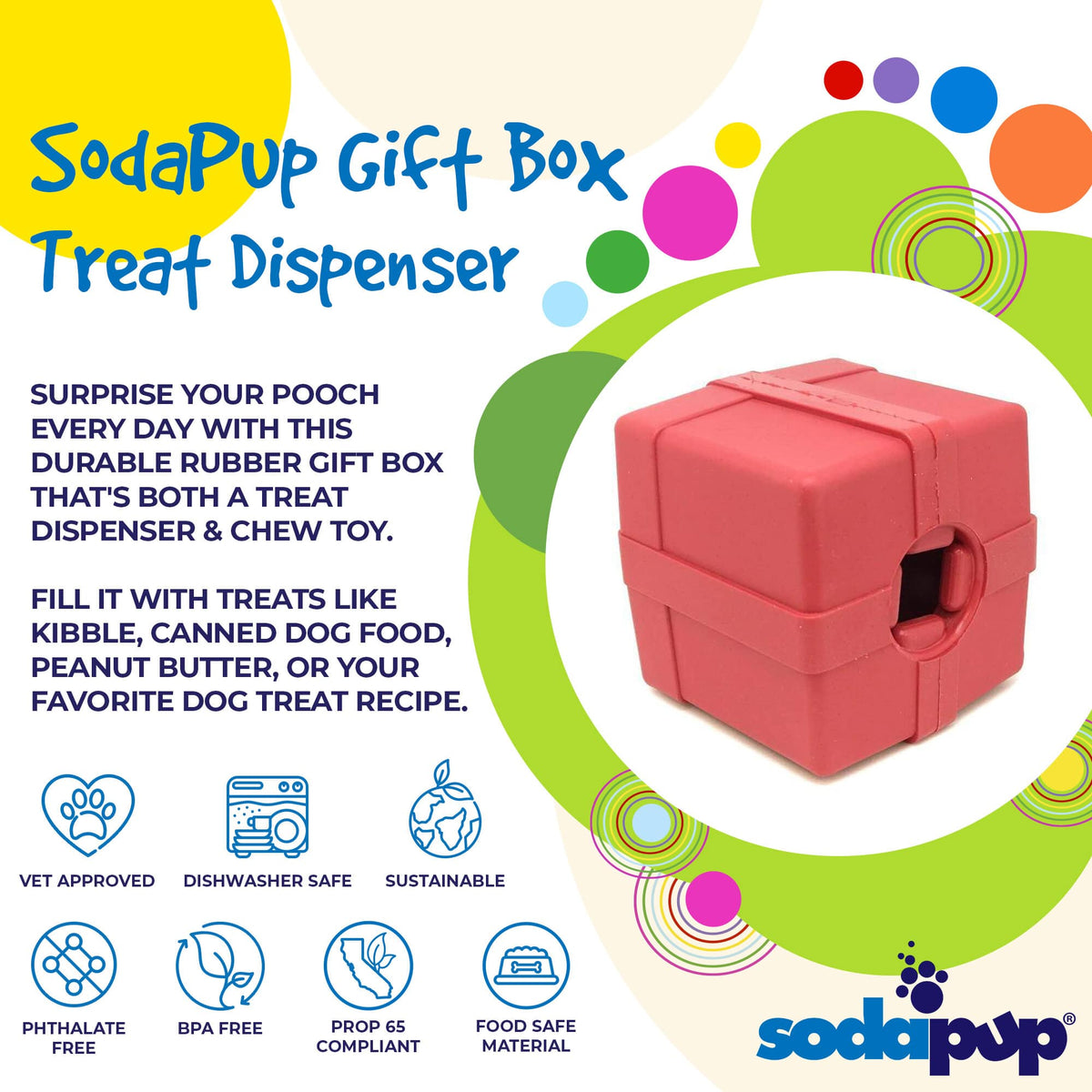SodaPup Gift Box Durable Rubber Chew Toy & Treat Dispenser