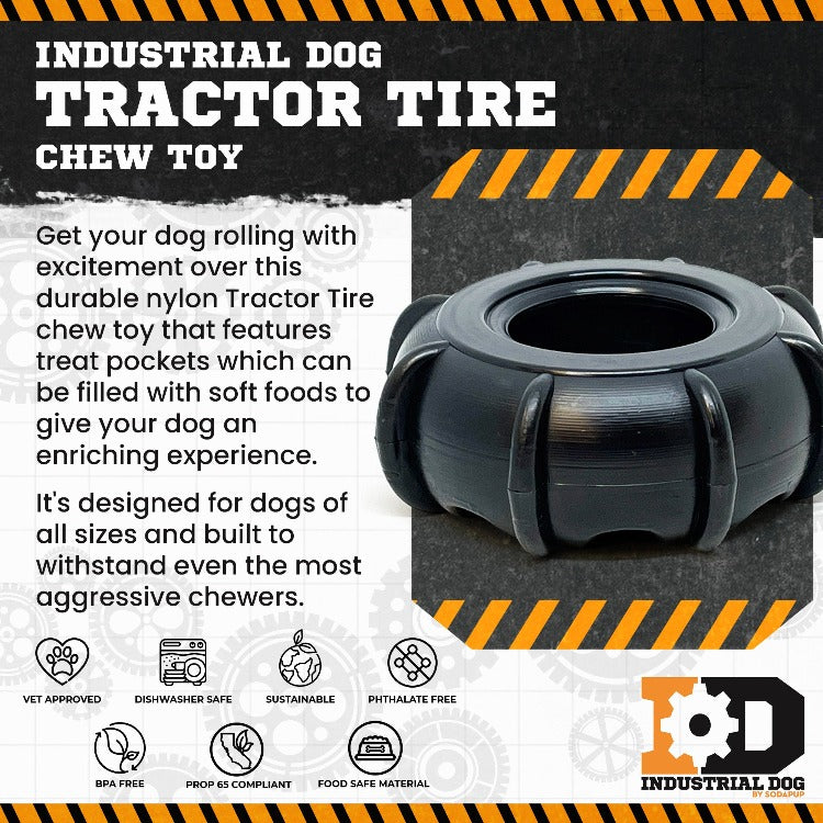 SodaPup ID Tractor Tire Ultra Durable Nylon Chew & Enrichment Toy