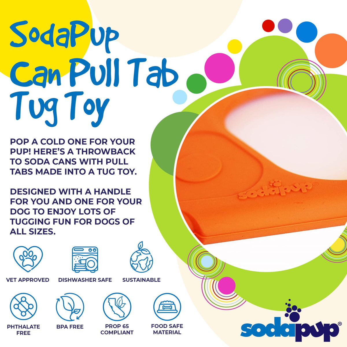 SodaPup Pop Top Rubber Tug Toy for Interactive Play