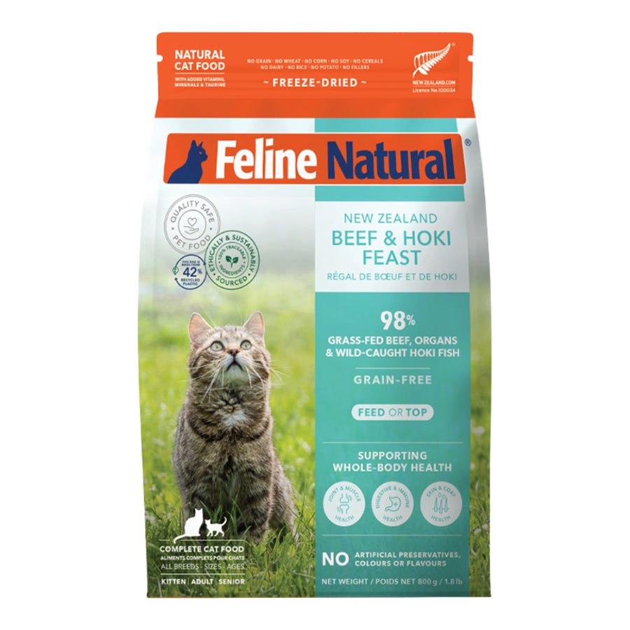 Feline Natural Freeze-Dried Beef &amp; Hoki Feast Topper or Cat Food