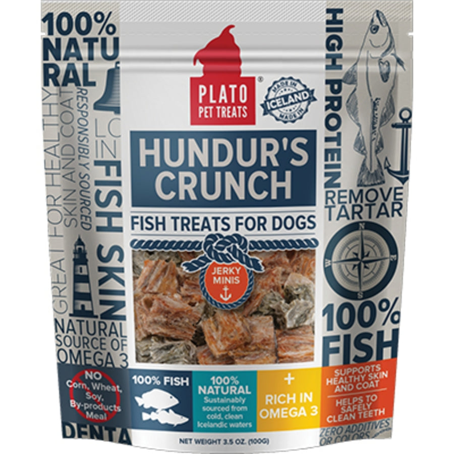 Plato Pet Treats Hunder&#39;s Crunch Jerky Minis for Dogs