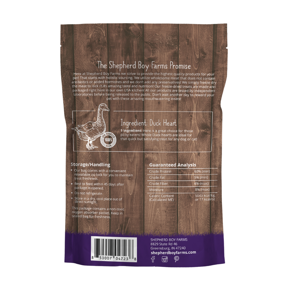 Shepherd Boy Farms Freeze-Dried Duck Heart Dog & Cat Treats