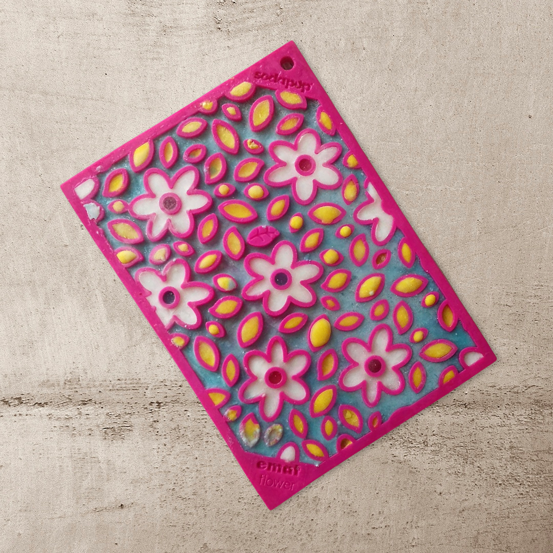 SodaPup Small Pink Flower Power & Small Yellow Honeycomb eMat Lick Mat Bundle