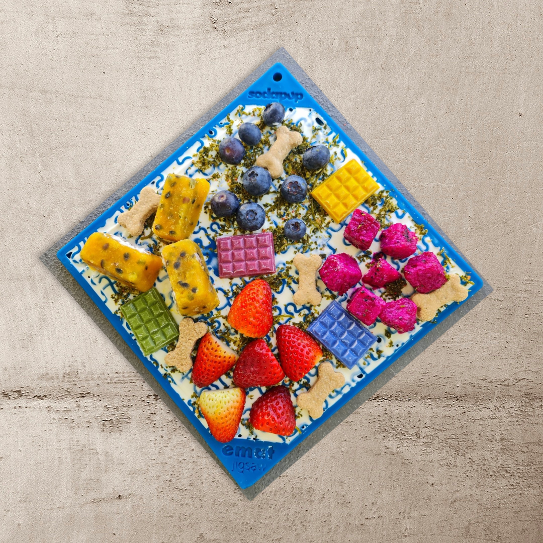SodaPup Large Blue Jigsaw & Large Pink Jigsaw eMat Lick Mat Bundle