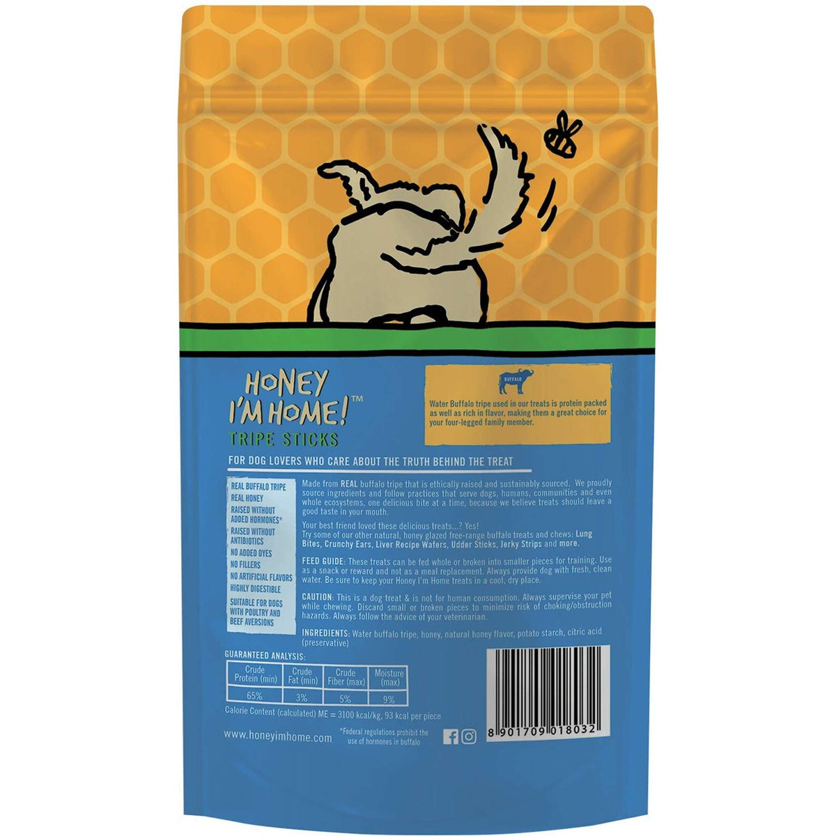 Honey I&#39;m Home! Water Buffalo Tripe Sticks Dog Treats