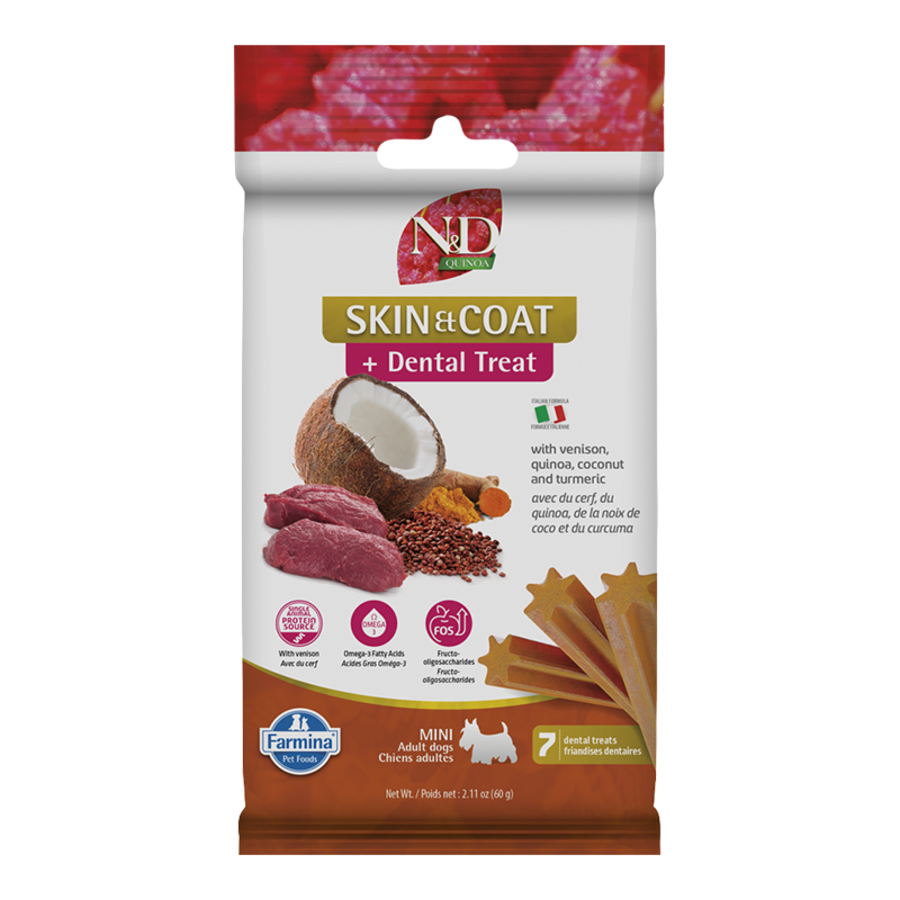 Farmina N&D Quinoa Skin & Coat + Dental Treat Venison & Coconut Mini Dog Treats