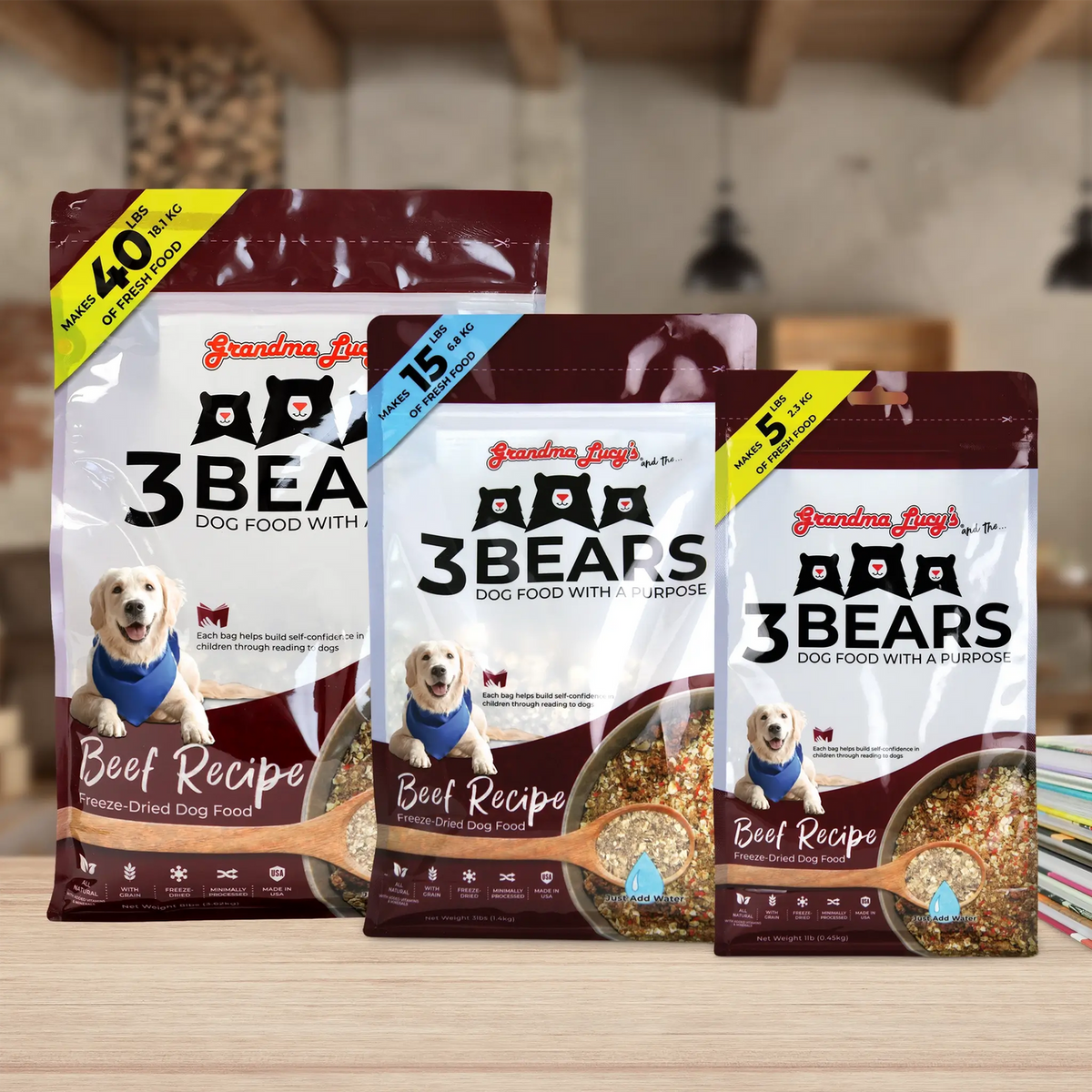 Grandma Lucy's Freeze-Dried 3 Bears Beef Recipe Dog Food