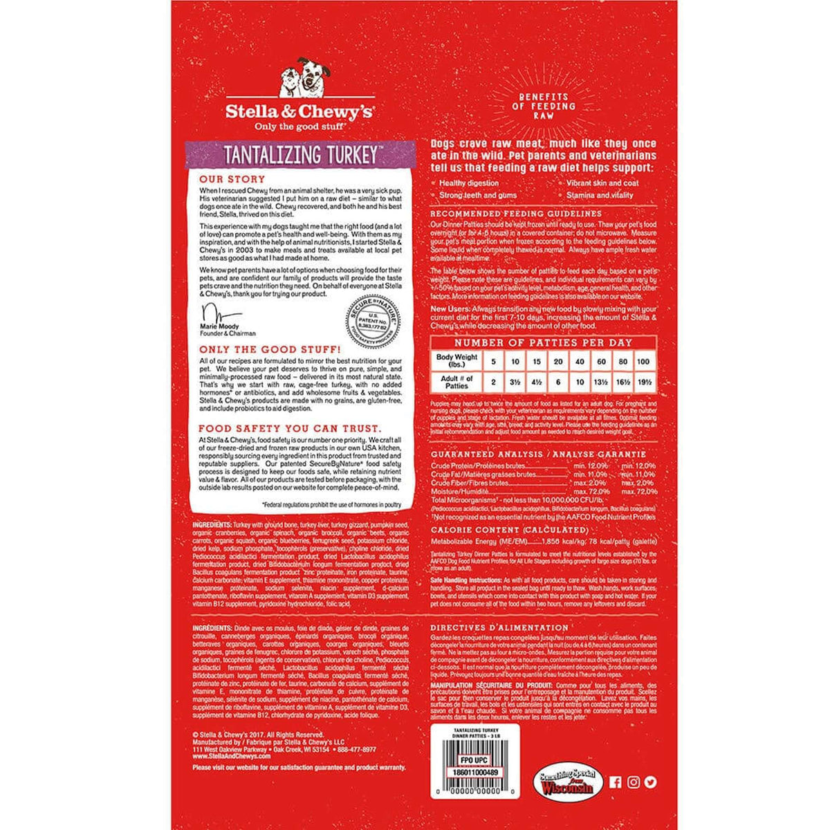 Stella &amp; Chewy&#39;s Frozen Raw Tantalizing Turkey Dinner Patties Dog Food