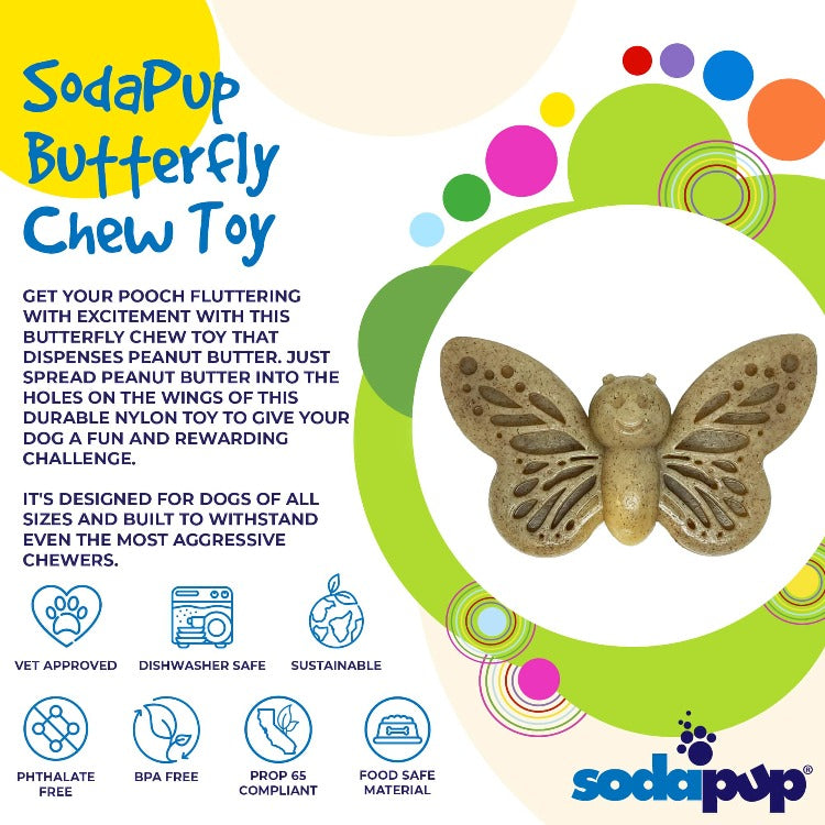 SodaPup Butterfly Durable Nylon Chew and Enrichment Toy
