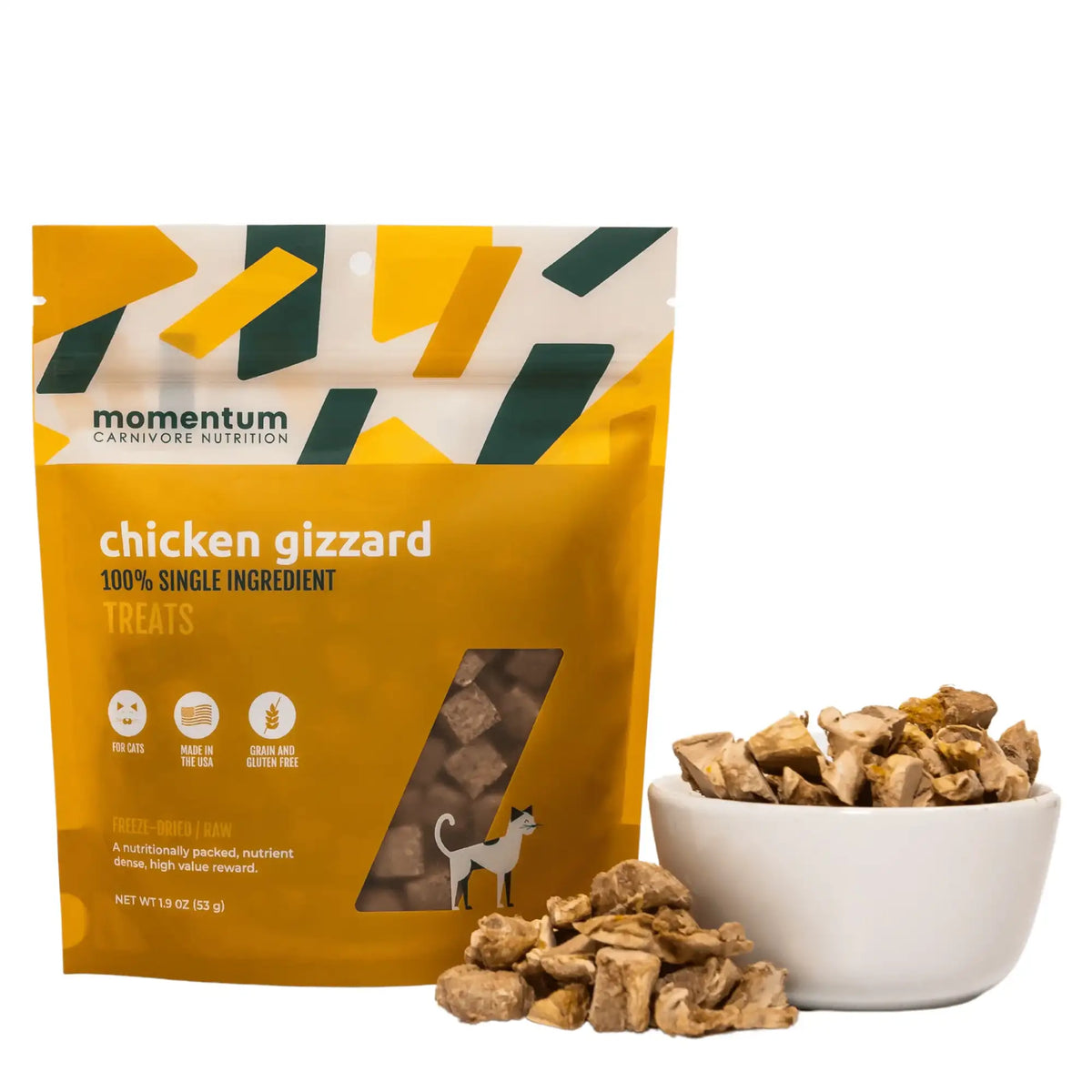 Momentum Carnivore Nutrition Freeze-Dried Raw Chicken Gizzard Cat Treats