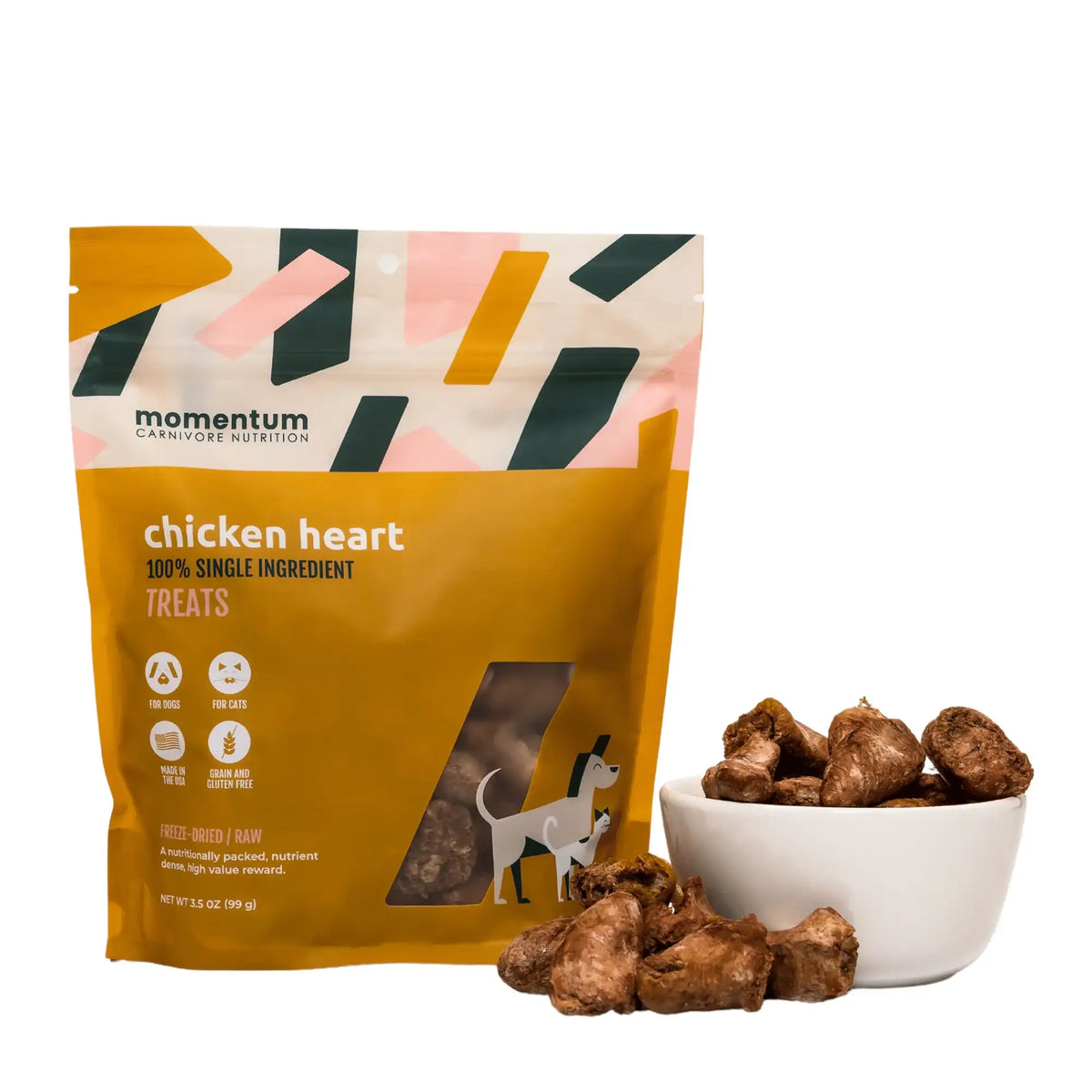 Momentum Carnivore Nutrition Freeze-Dried Raw Chicken Heart Dog Treats