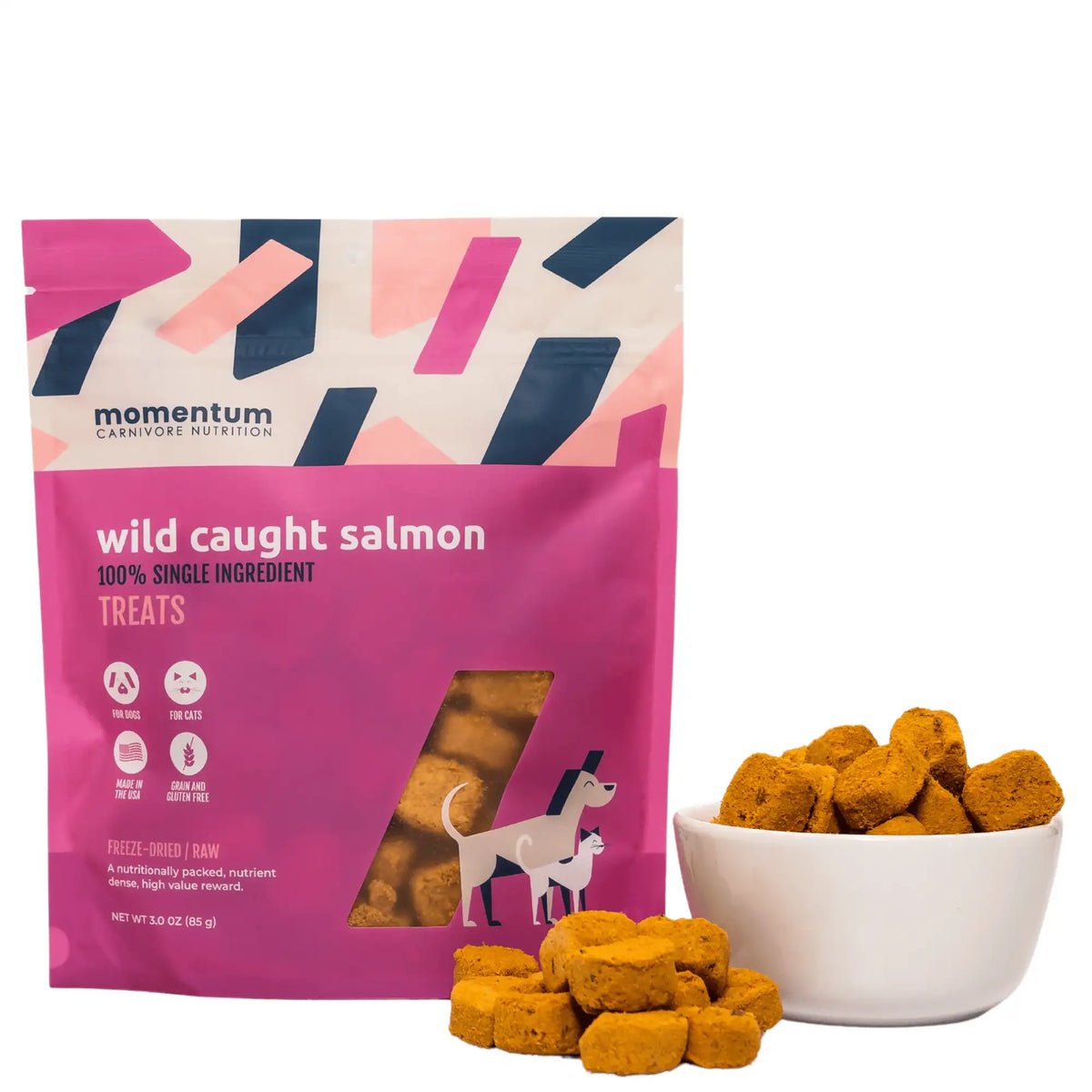 Momentum Carnivore Nutrition Freeze-Dried Raw Wild Caught Salmon Dog Treats