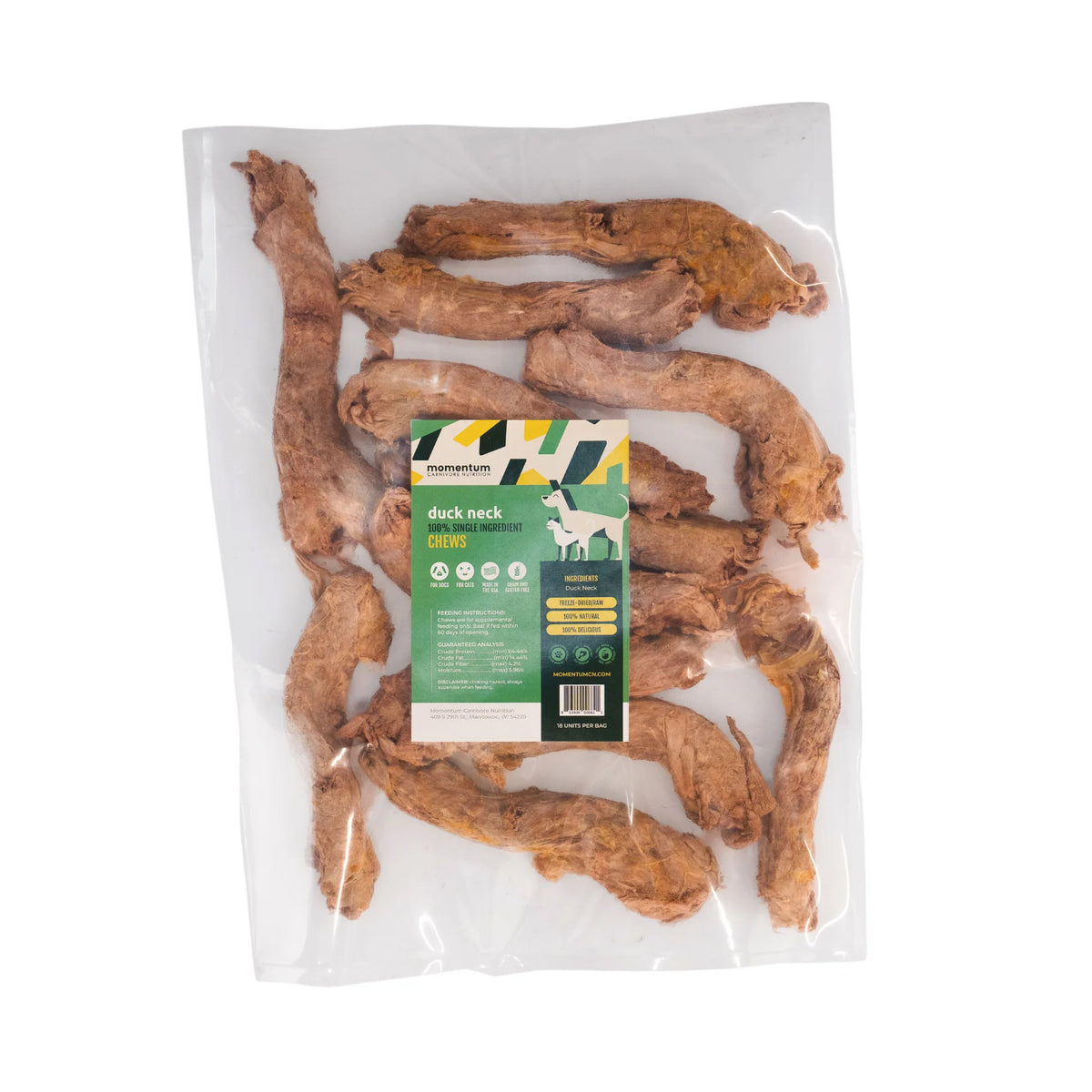 Momentum Carnivore Nutrition Freeze-Dried Duck Necks Dog Chews