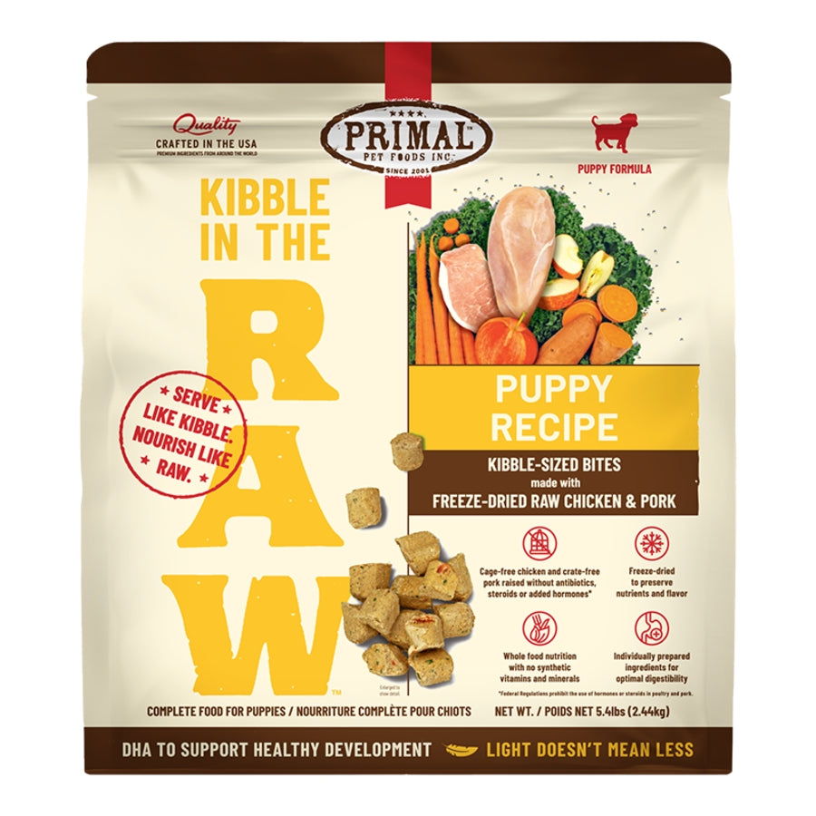 Primal Kibble in the Raw Puppy Freeze-Dried Raw Chicken &amp; Pork Dog Food
