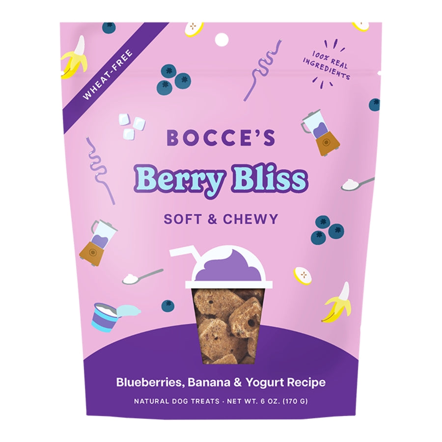 Bocce&#39;s Bakery Berry Bliss Blueberries, Banana &amp; Yogurt Soft &amp; Chewy Dog Treats