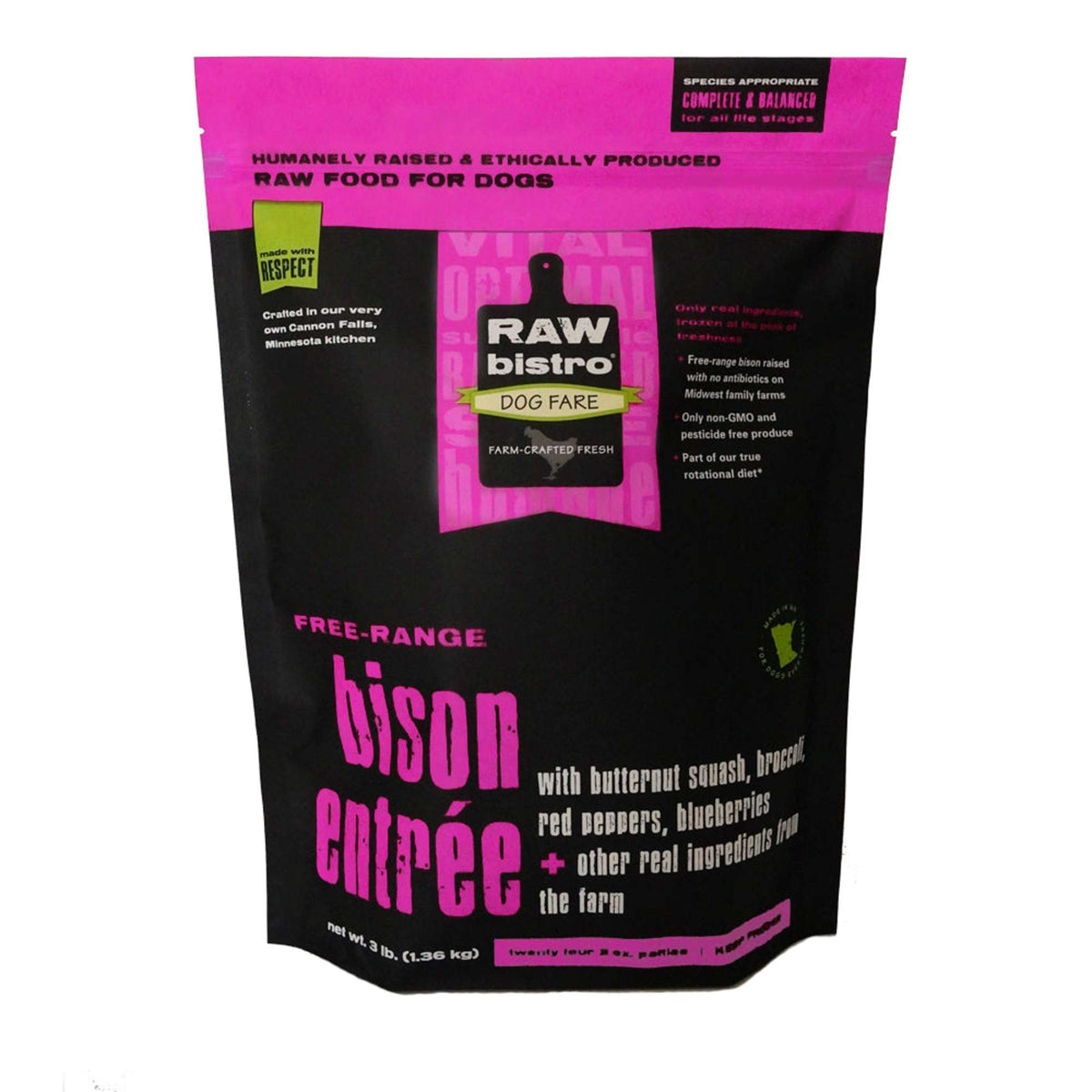 Raw Bistro Free-Range Bison Entrée Frozen Raw Dog Food
