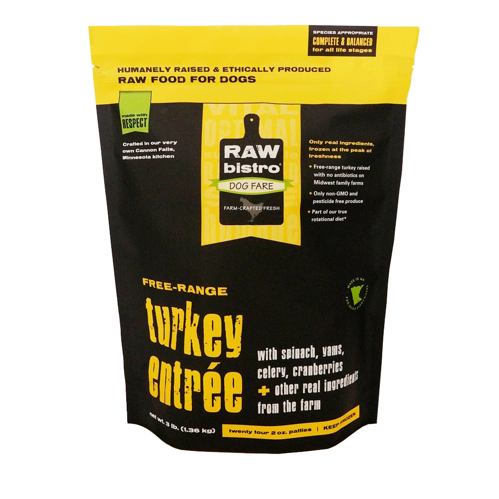 Raw Bistro Free-Range Turkey Entrée Frozen Raw Dog Food