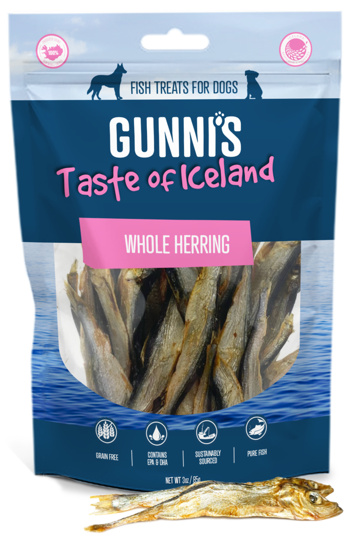 Gunni&#39;s Pet Taste of Iceland Whole Herring Dog Treats
