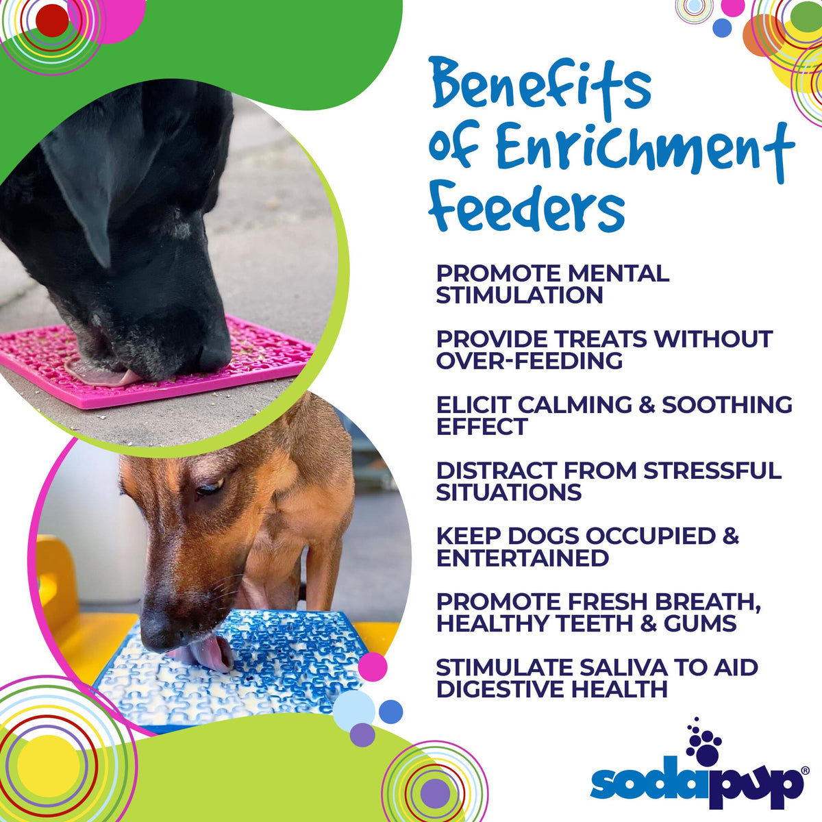 SodaPup Large Blue Jigsaw & Large Pink Jigsaw eMat Lick Mat Bundle