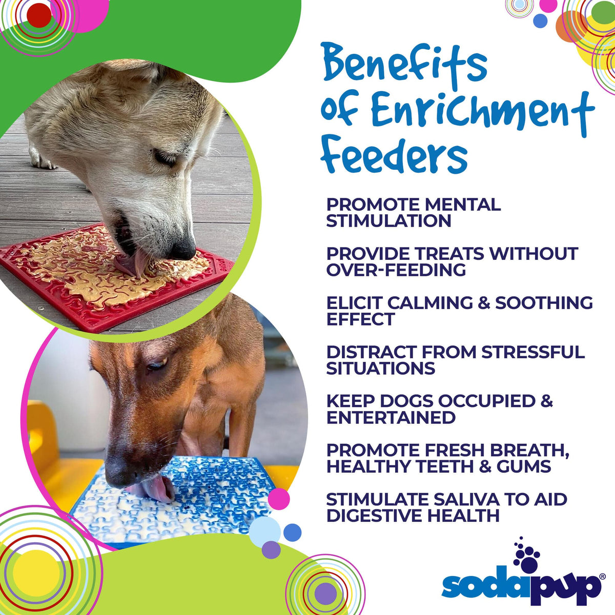 SodaPup Large Blue Jigsaw & Large Red Bones eMat Lick Mat Bundle