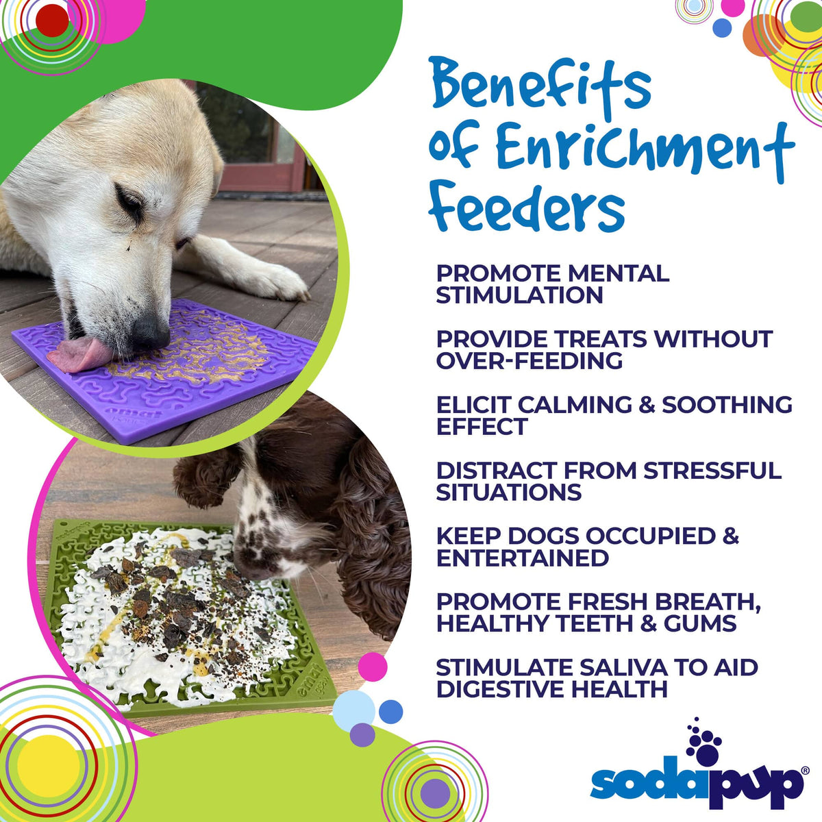 SodaPup Large Green Jigsaw & Large Purple Bones eMat Lick Mat Bundle