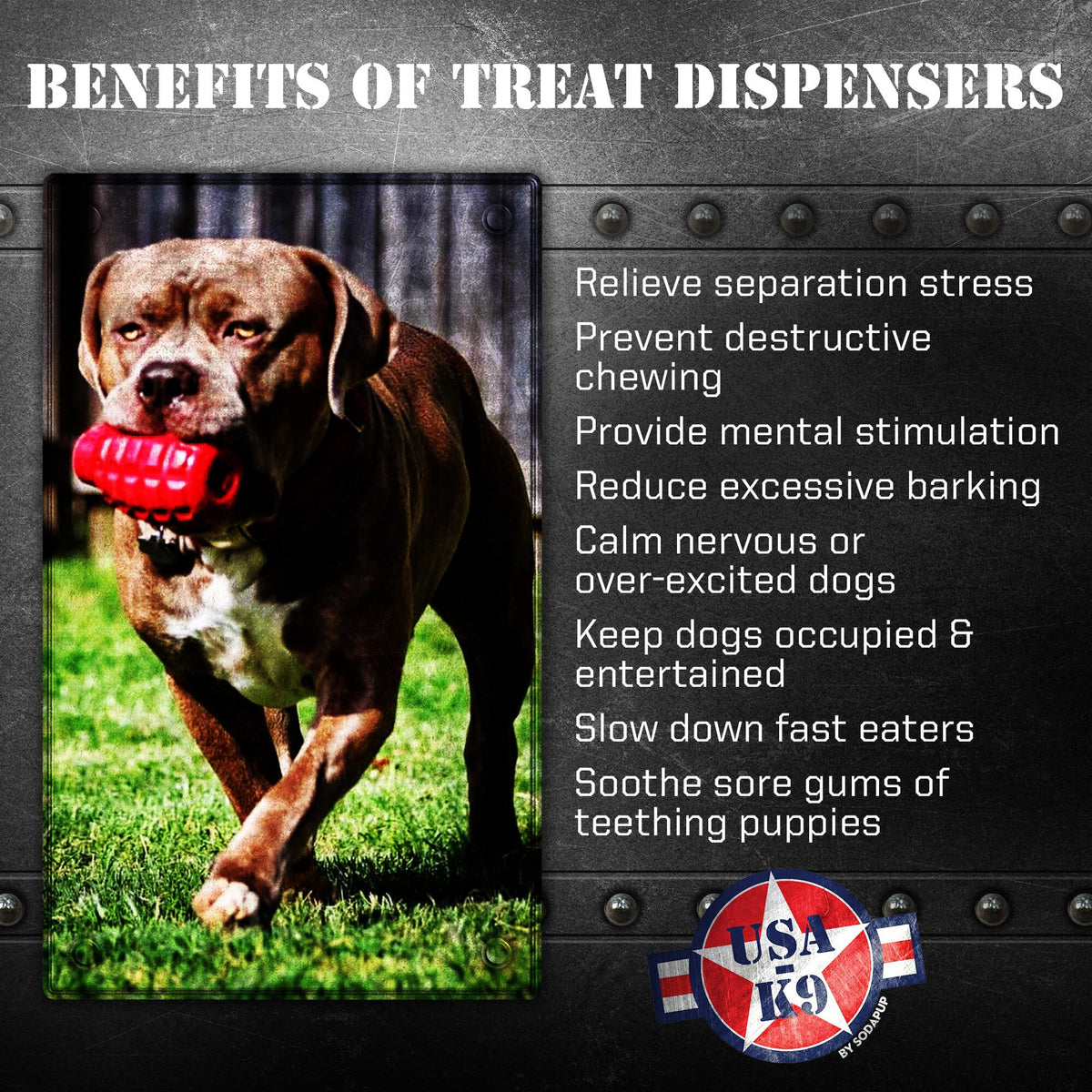 SodaPup  USA-K9 Grenade Durable Rubber Chew Toy & Treat Dispenser