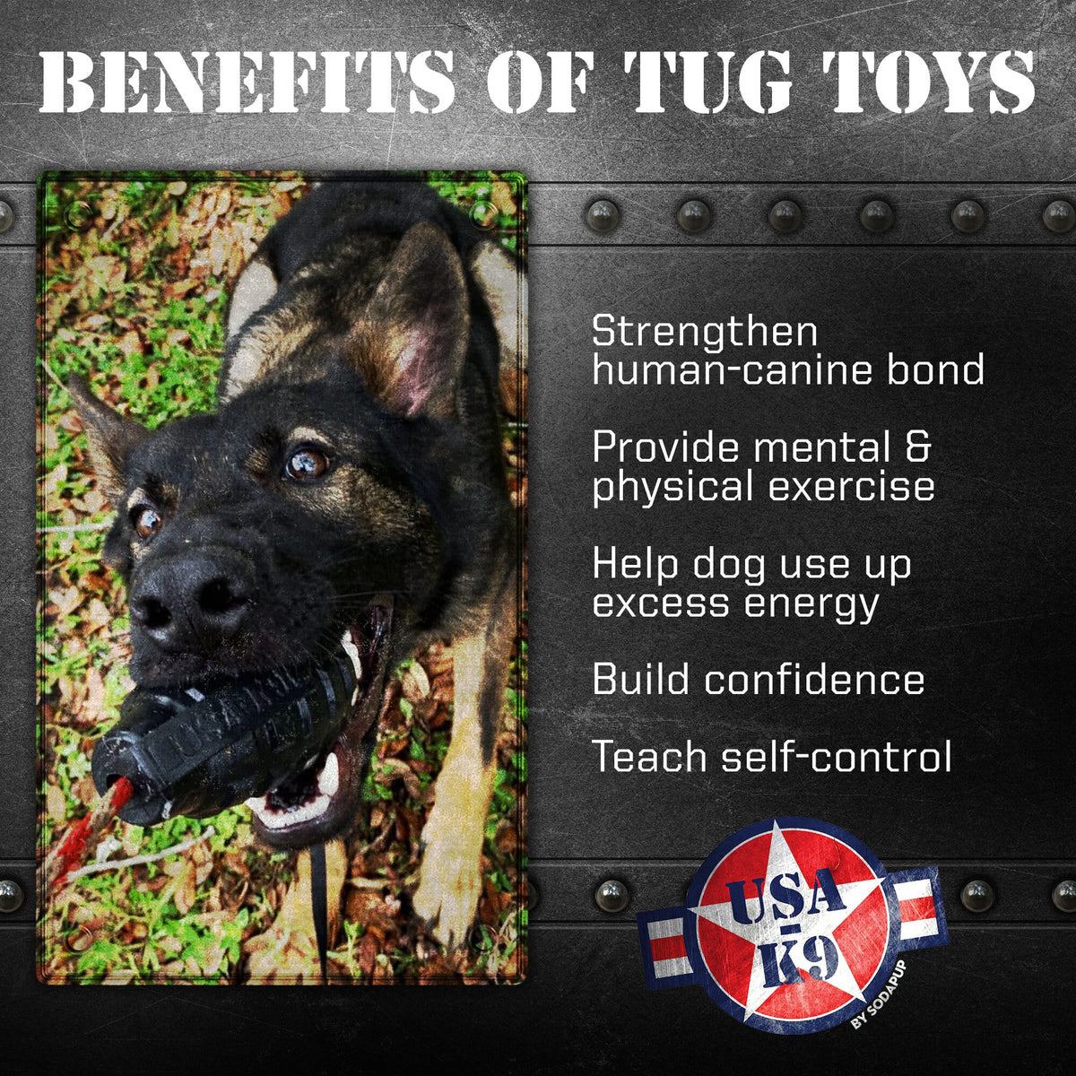 SodaPup USA-K9 Magnum Grenade Durable Rubber Chew Toy