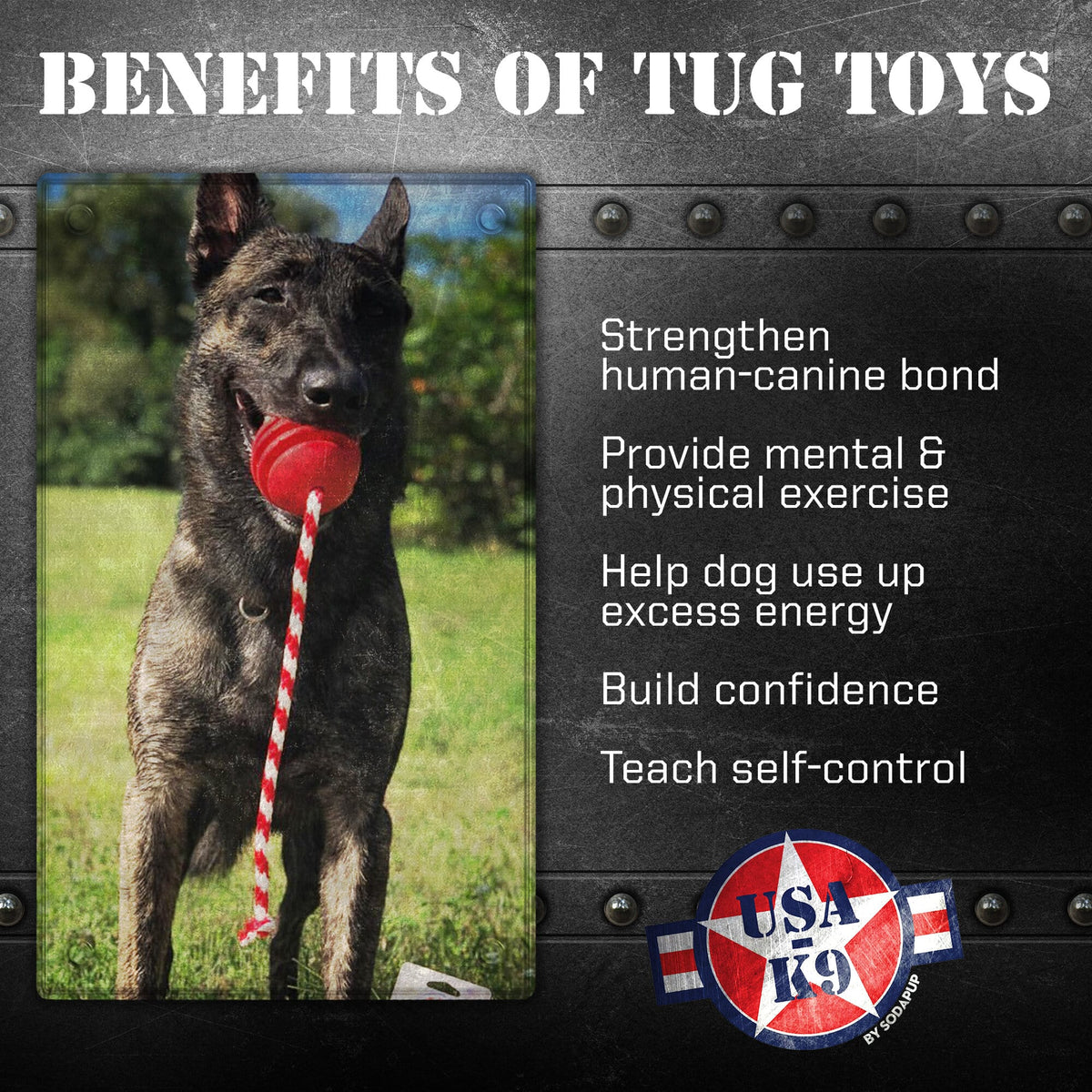 SodaPup USA-K9 Stars and Stripes Ultra-Durable Rubber Chew Toy