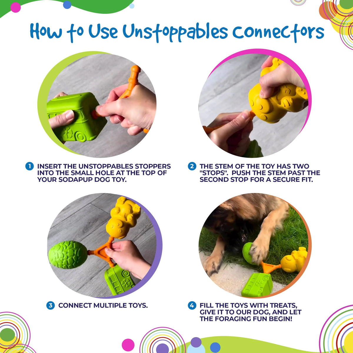 SodaPup Unstoppables Connectors for SodaPup Rubber Treat Dispensers