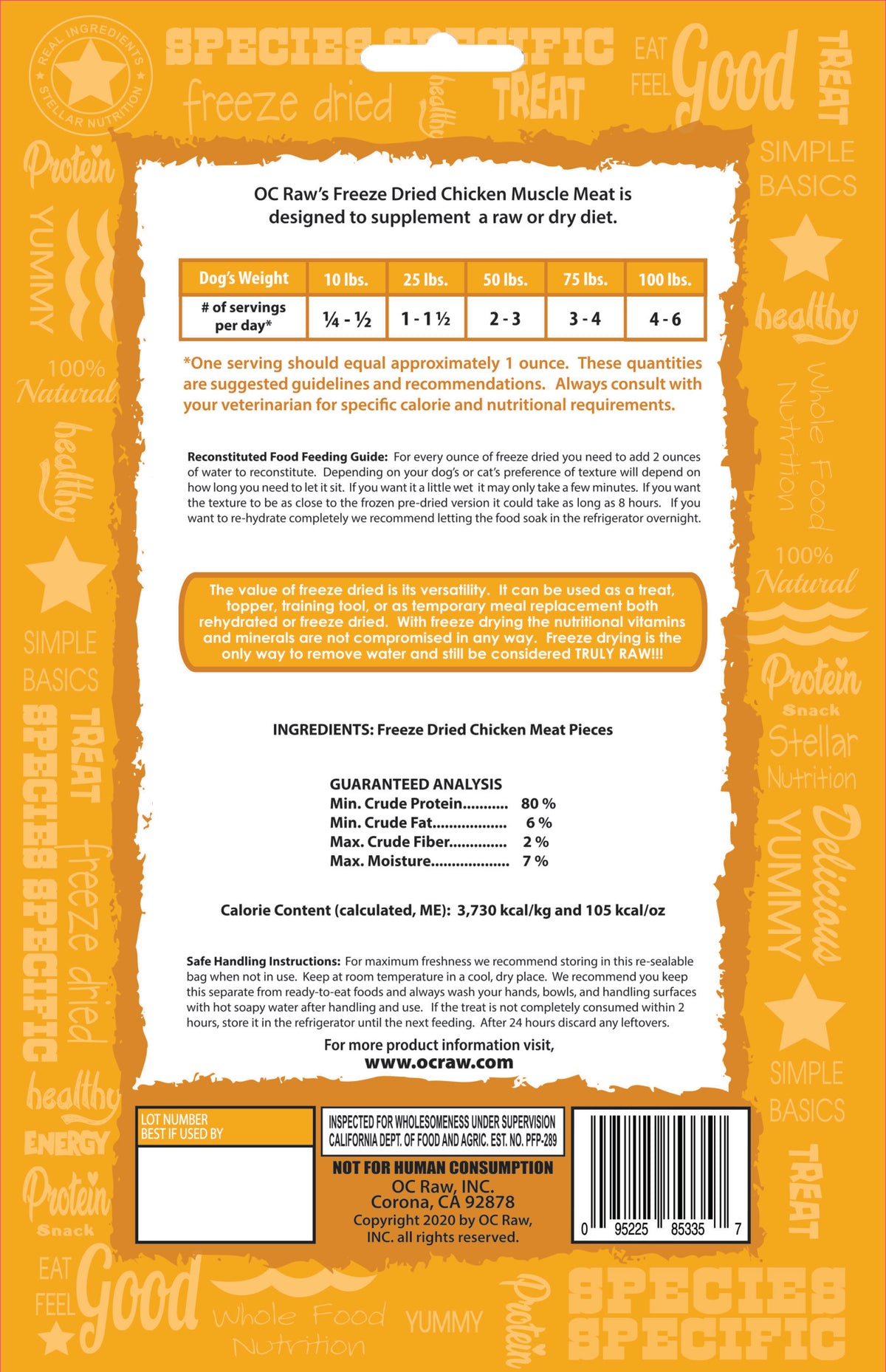 OC Raw Freeze-Dried Raw Chicken Dog &amp; Cat Treats