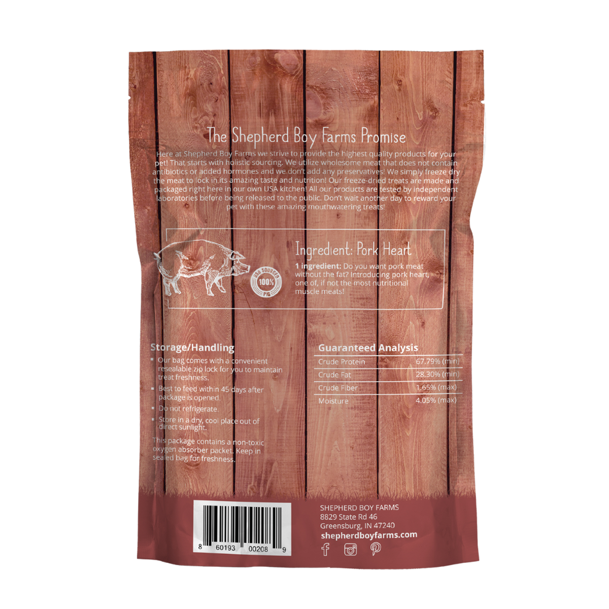 Shepherd Boy Farms Freeze-Dried Pork Heart Dog & Cat Treats