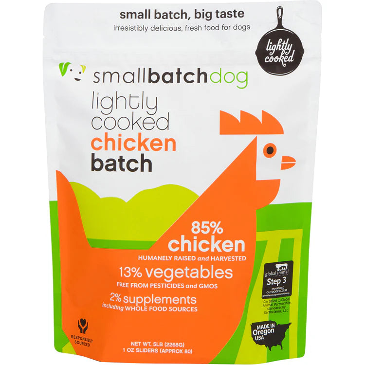 Small Batch Lightly Cooked Chicken Sliders Frozen Dog Food
