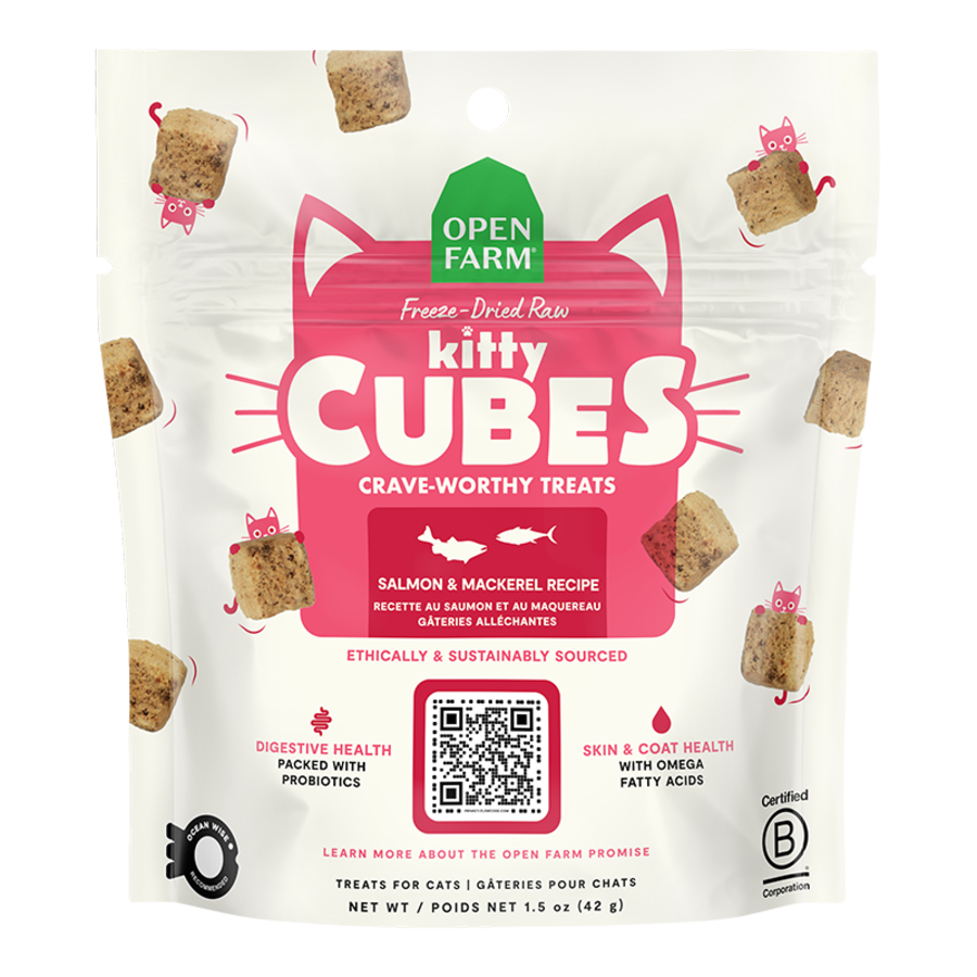Open Farm Freeze-Dried Raw Kitty Cubes Salmon & Mackerel Cat Treats
