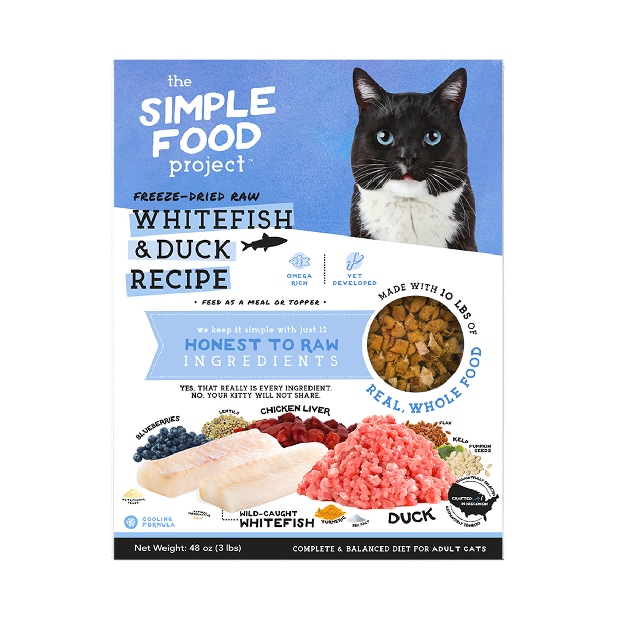 The Simple Food Project Whitefish &amp; Duck Freeze-Dried Raw Cat Food