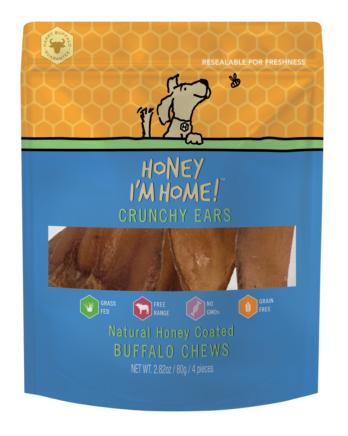 Honey I&#39;m Home! Crunchy Water Buffalo Ears Dog Chews