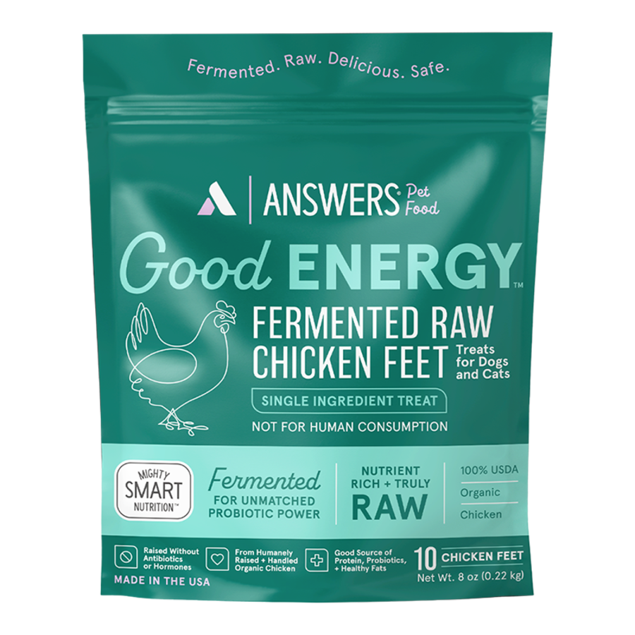 Answers Good Energy Raw Fermented Chicken Feet Frozen Dog &amp; Cat Treats