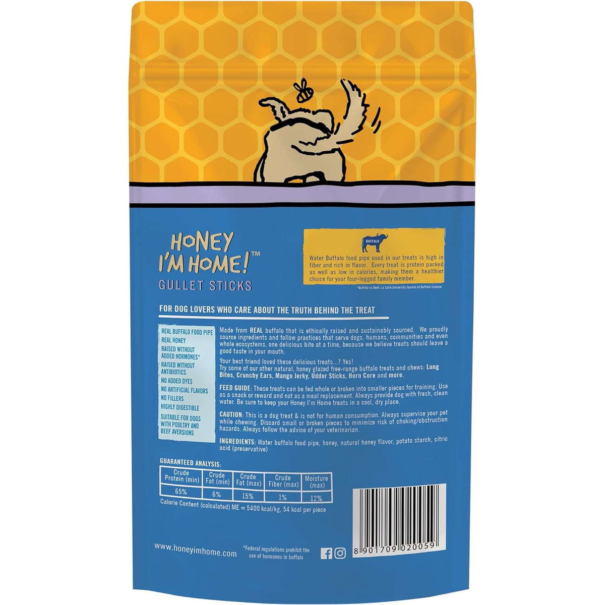 Honey I&#39;m Home! Water Buffalo Gullet Sticks Dog Treats