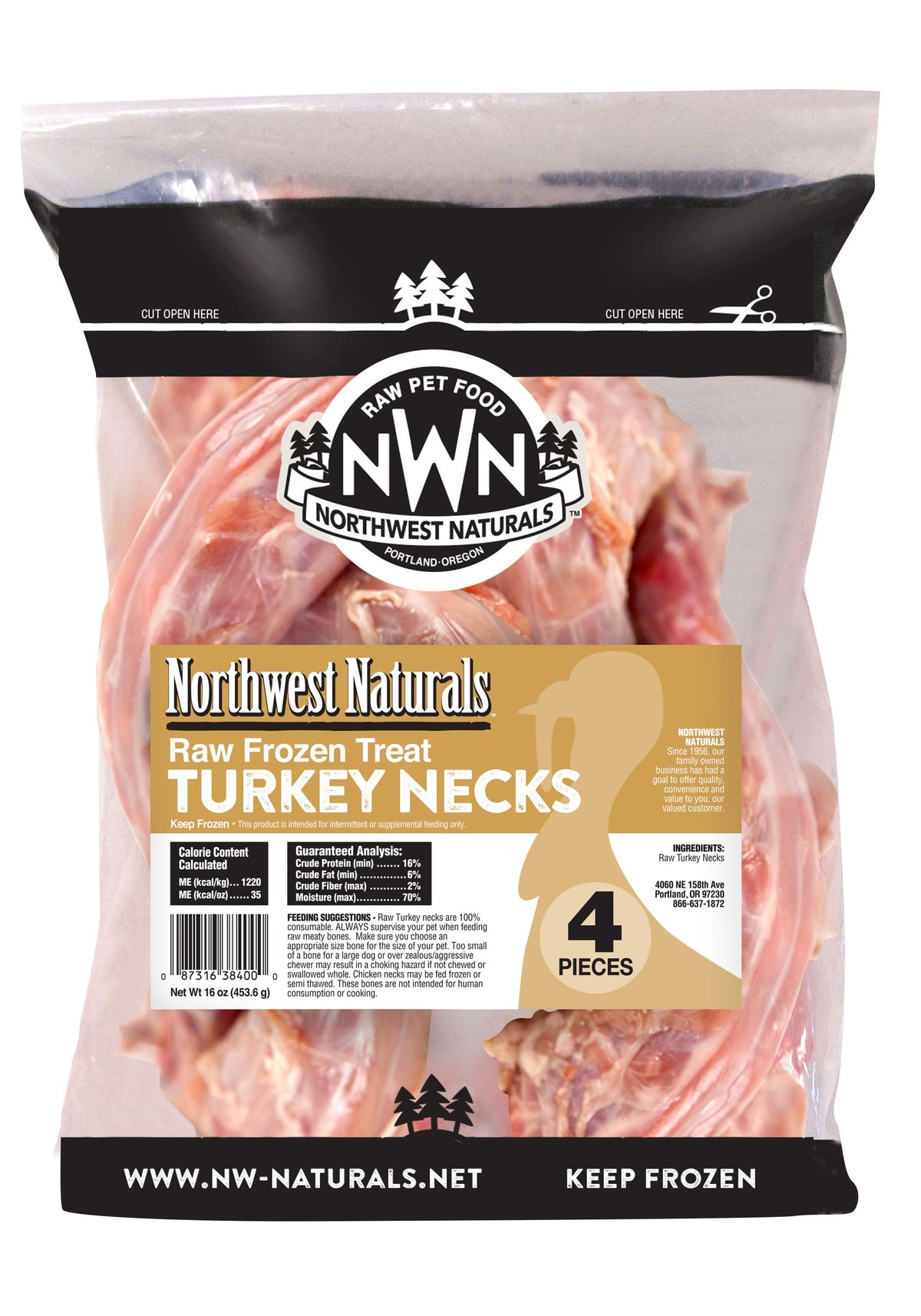 Northwest Naturals Frozen Raw Turkey Necks Dog &amp; Cat Chews