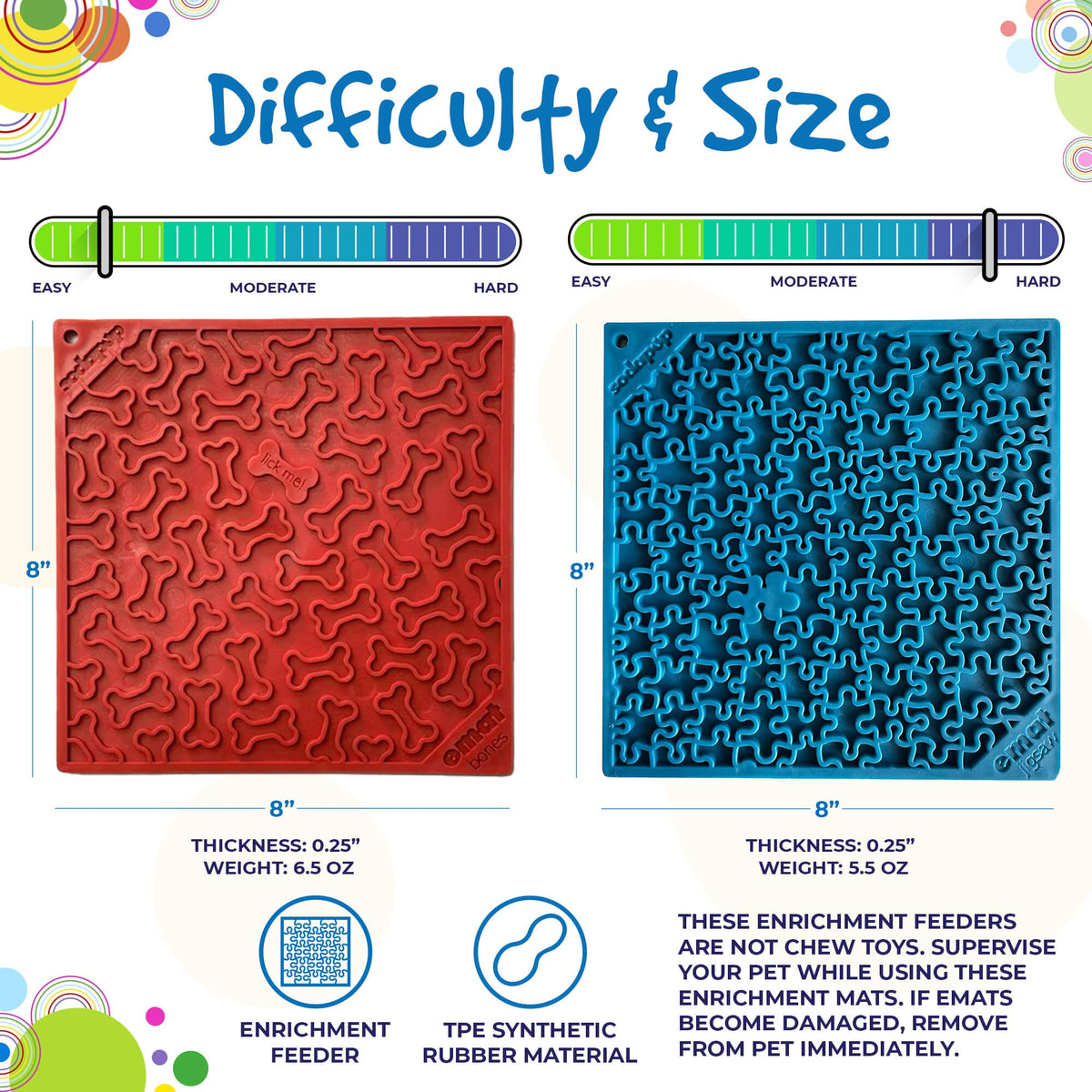 SodaPup Large Blue Jigsaw & Large Red Bones eMat Lick Mat Bundle