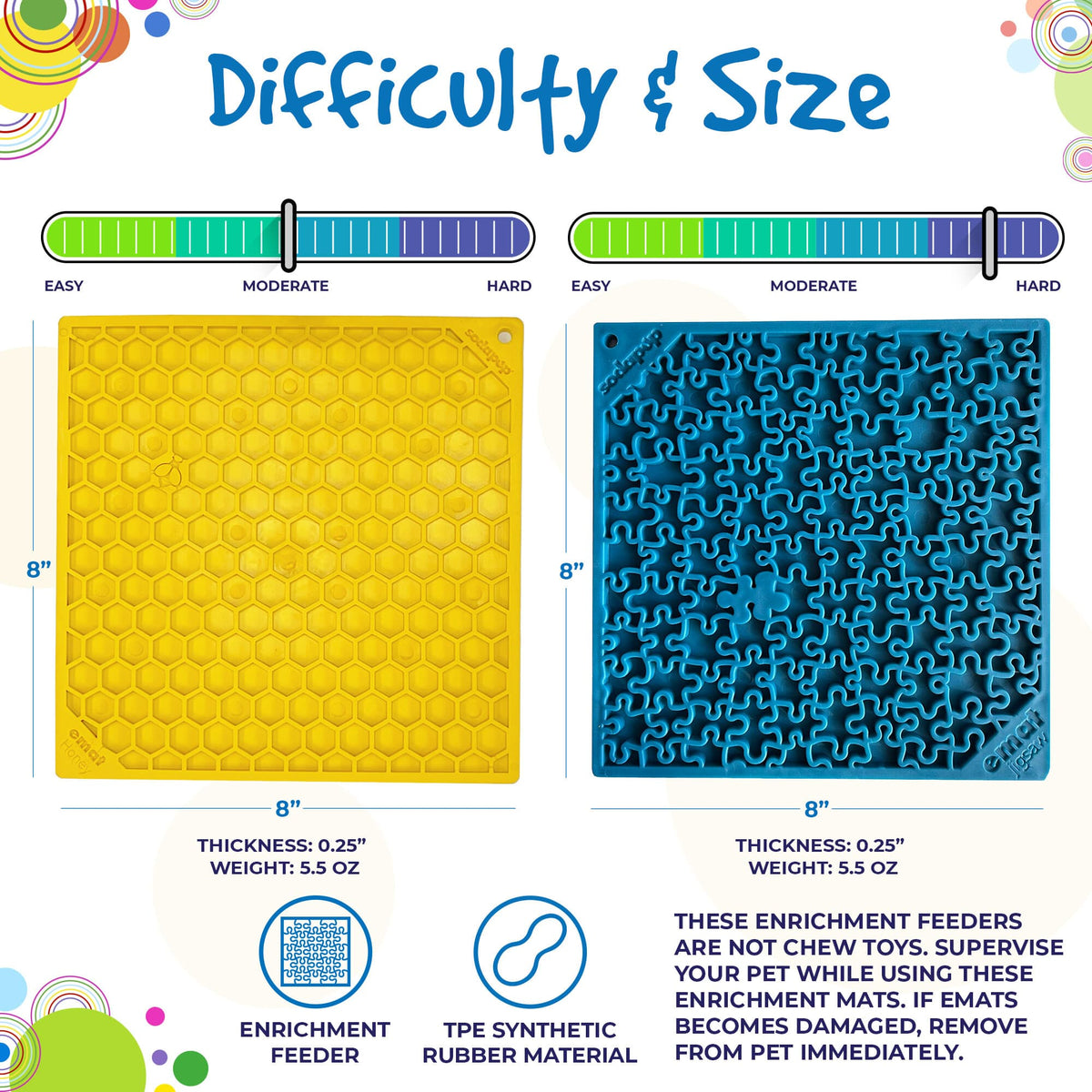 SodaPup Large Blue Jigsaw & Large Yellow Honeycomb eMat Lick Mat Bundle