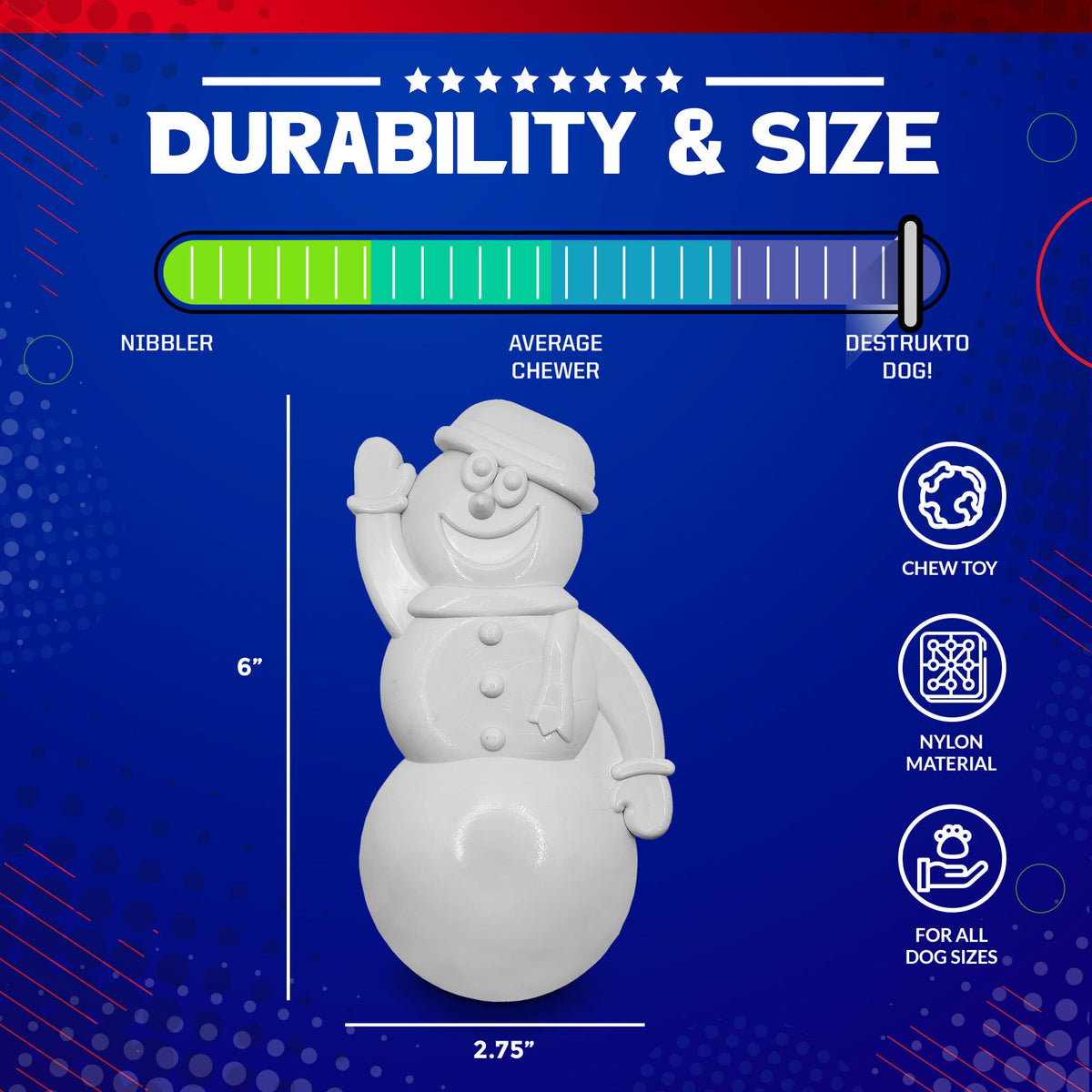 SodaPup Snowman Ultra Durable Nylon Dog Chew Toy