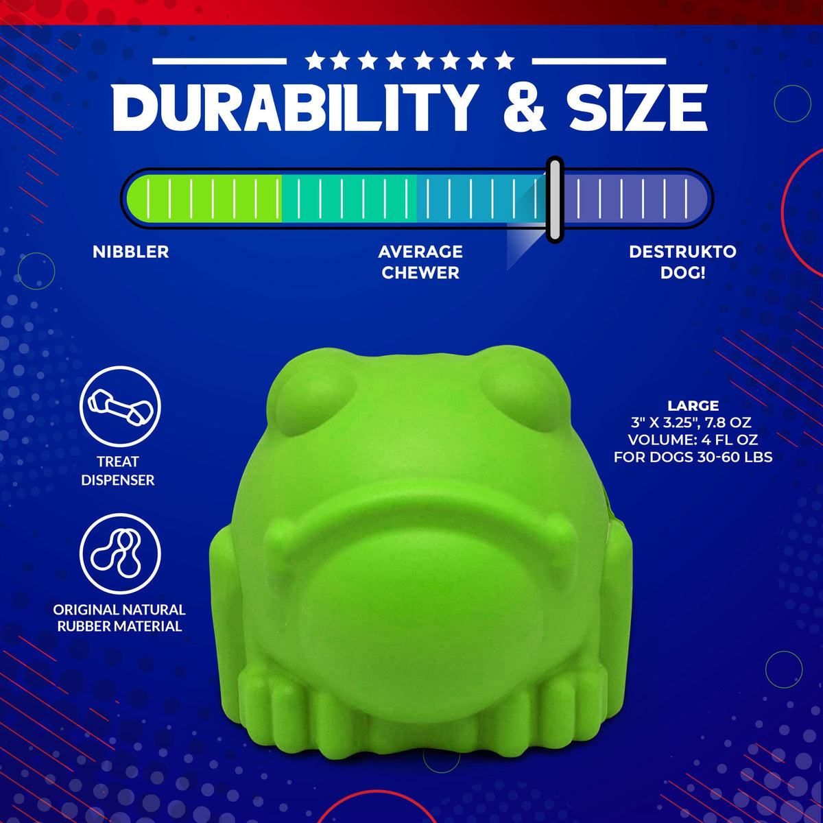 SodaPup Bull Frog Durable Rubber Chew Toy & Treat Dispenser