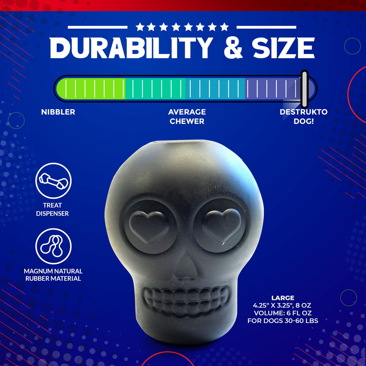 SodaPup Magnum Sugar Skull Ultra-Durable Chew Toy & Treat Dispenser for Dogs