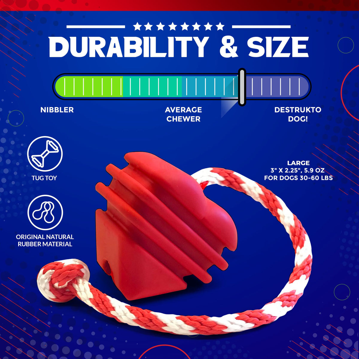 SodaPup Large Rubber Heart on a String Dog Toy